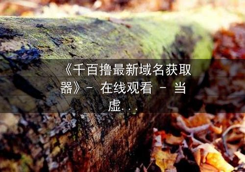 《千百撸最新域名获取器》- 在线观看 - 当虚拟身份成为生存的唯一筹码